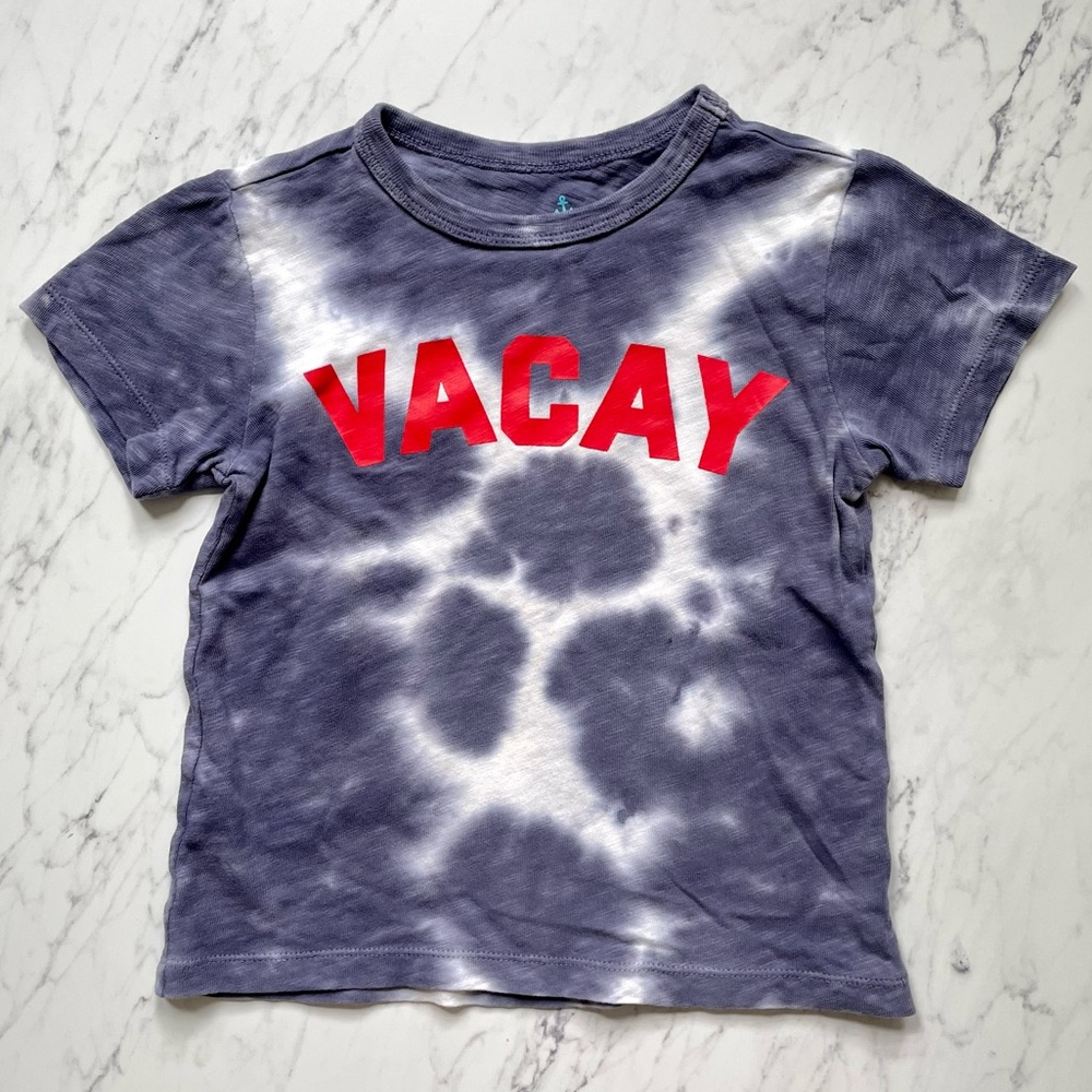 Crewcuts boys XXS (2-3T) blue/white tie dye “Vacay” tee